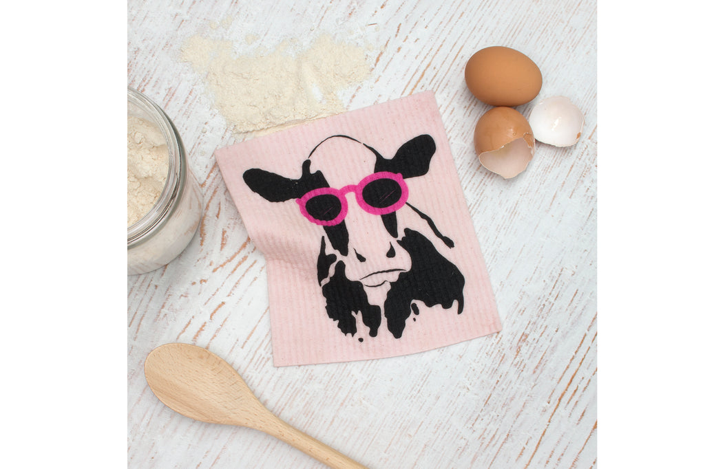 RetroKitchen compostable kitchen sponge_cow_on bench