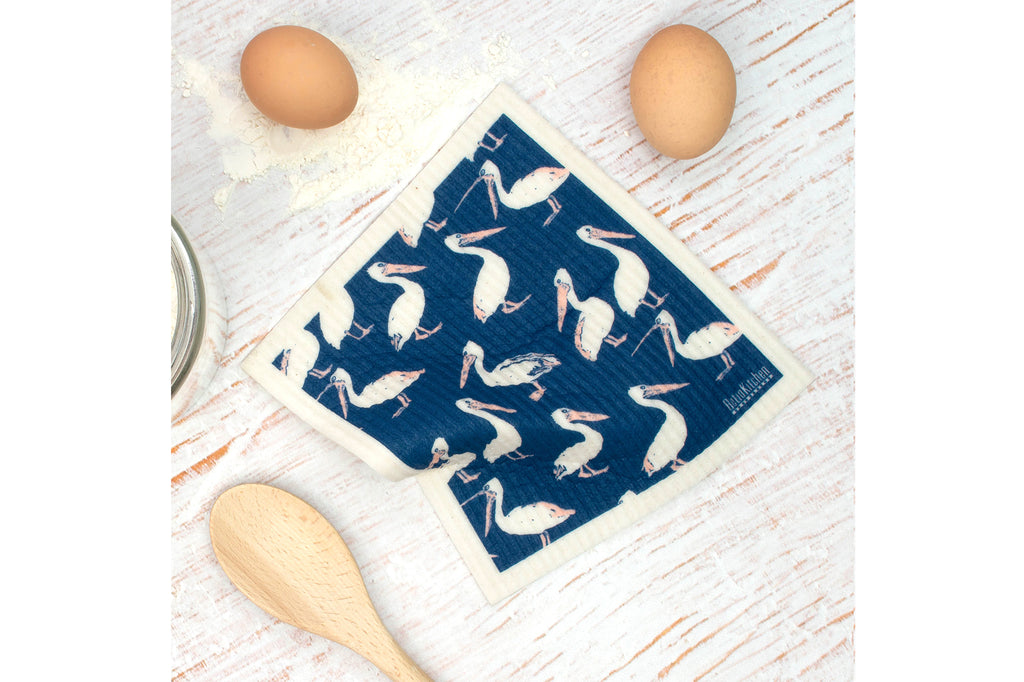 RetroKitchen compostable sponge cloth - pelicans design