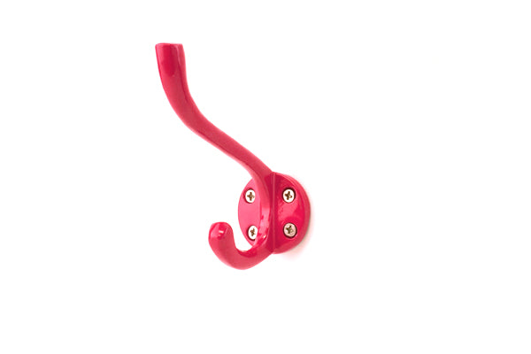 Hot Pink metal hook on a white background