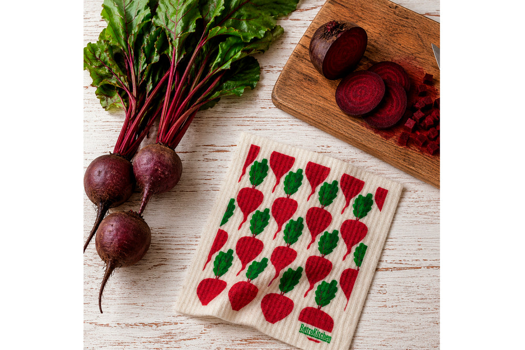 RetroKitchen Beetroot sponge cloth styled
